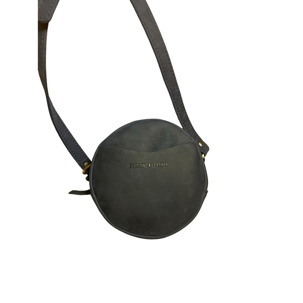 Portland‎ Leather Round Crossbody Bag Navy Blue Full Grain Leather